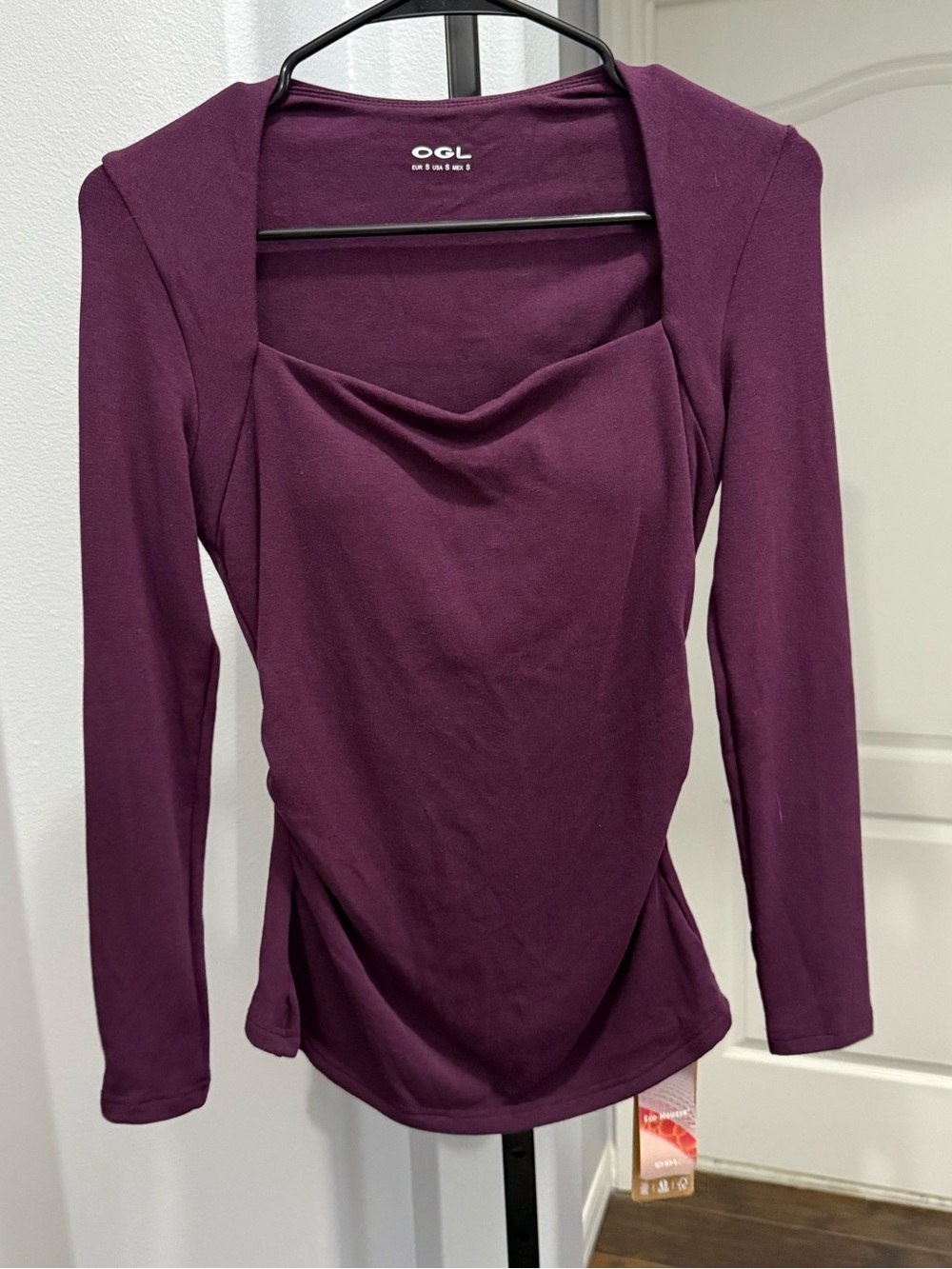 OGL SQUARE NECK LONG SLEEVE WITH BRA NWT Purple Size Small Eco-Mousse